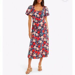 Draper James Julianne Floral Midi Dress - Blue and Red